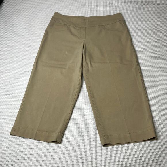 Westbound Petites Pants Womens Khaki SZ 8P Mid-Rise Capri 2 Back Pockets Stretch - Picture 1 of 8